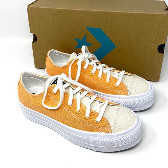 Converse 567855C Chuck Taylor AS Plathporm LIFT Canvas Low Orange Women's Size - Picture 8 of 10